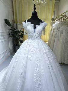 S0464N 2025 livraison directe nouvelle mariée haute Texture queue <span class=keywords><strong>grande</strong></span> <span class=keywords><strong>taille</strong></span> principale une ligne robes de mariée pour femmes - Product Image 3