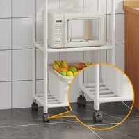 Chariot de rangement mobile à 6 niveaux en acier au carbone, sur roulettes, pour four à micro-ondes, durable, pour cuisine - Vente en gros
