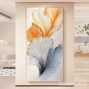 Hand Painted Oil Painting Ginkgo Leaves Creamy Texture <b>Large</b> Scale Textured Art For Entryway Hallway Decoration Metal <b>Frame</b> - Product Image 3