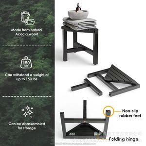 Solid Wood Triangular <b>Stool</b> Corner Shelf Space Saving <b>Bathroom</b> Shower Step Seat Minimalist Design - Product Image 1