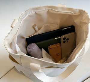 Custom Print Letter Logo <b>Large</b> Capacity Casual Reusable <b>Canvas</b> Rope Handle Shoulder Tote <b>Bag</b> with Pocket - Product Image 4