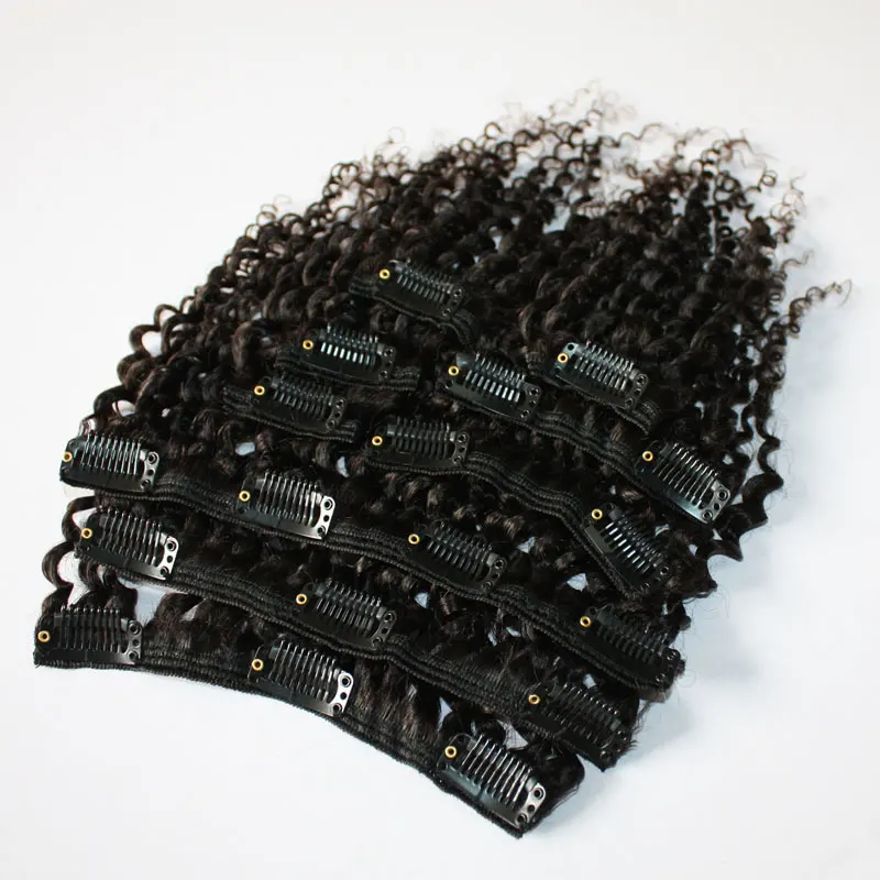 Juancheng Ruijia Factory human hair Unprocessed Brazilian/Malaysian/Mongolian Hair Jerry kinky curly clip in hair extensions