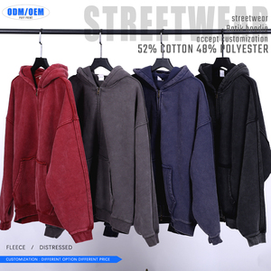 เสื้อฮู้ดซิปมีโลโก้แบบกำหนดเอง ลายบาติก ซักล้างได้ สำหรับผู้ชาย สไตล์ลำลองแนวสตรีท ดีไซน์ขาดๆ ทำจากผ้าโพลีเอสเตอร์/คอตตอนฟลีซ พิมพ์ลายดิจิทัล - Product Image 3