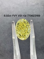 Diamant de laboratoire ovale fantaisie jaune certifié IGI de 8,02 carats, CVD HPHT, pierre lâche pour sertissage de bijoux haut de gamme