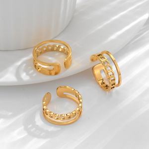 แหวนวินเทจสั่งทำพิเศษ ป้องกันอาการแพ้ ไม่หมอง แหวนสแตนเลสสตีลชุบทอง 14k 18k สองชั้น สำหรับผู้หญิง - Product Image 2