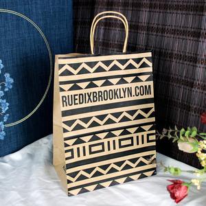 Customize Small Biodegradable Luxury Brown Pink Kraft Paper <b>Craft</b> <b>Bag</b> with Round Twisted Handles for Pizza Salad Wine Packaging - Product Image 1