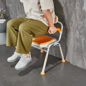 Tabouret de douche Fumingkang 75x75x54cm pliable en alliage d'aluminium, chaise de salle de bain antidérapante avec poignées pour la sécurité - Product Image 1