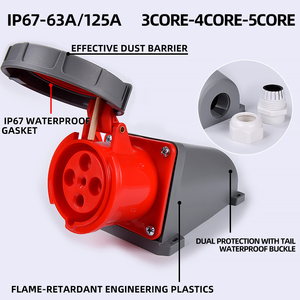125A 4pin công nghiệp cắm ổ cắm 3P E 380 415V <span class=keywords><strong>IP67</strong></span> Cee nối ổ cắm 4pin 125A 3P E 380 415V <span class=keywords><strong>IP67</strong></span> công nghiệp cắm iec60309 - Product Image 2