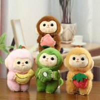 Goedkope prijs op maat gemaakte kleine fruit aapje hanger knuffel speelgoed sleutelhanger pluche dieren voor kinderen Halloween