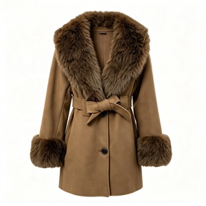 <span class=keywords><strong>Manteau</strong></span> mi-long en mélange de laine de chameau pour <span class=keywords><strong>femme</strong></span> Zeyu, chaud pour l'hiver, avec col et poignets en fausse fourrure, ceinturé, veste tendance pour <span class=keywords><strong>femme</strong></span> - Product Image 6