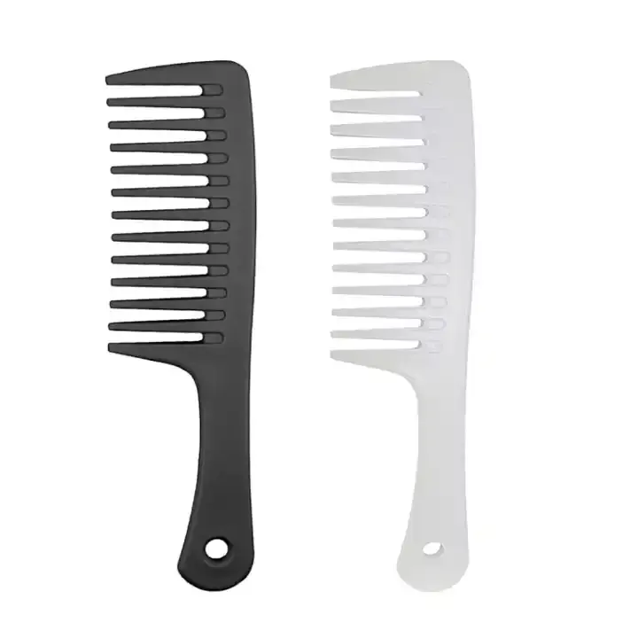 Sisir gigi plastik Matte Logo kustom sisir rambut tahan panas untuk rambut keriting