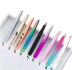 Pinzas para Cejas Inclinadas de Acero Inoxidable de 1.2 mm, Color Negro y Oro Rosa, Herramienta de Cuidado Personal, Precio de Fábrica - Product Image 1