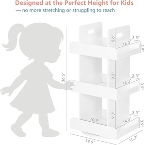 Librería Giratoria de Madera Blanca Contemporánea de 3 Niveles, Torre de 360 Grados °   Librería Giratoria para Niños, para el Hogar - Product Image 4