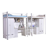 Conception 3D gratuite Lit d'appartement pour dortoir d'étudiant Lit superposé à cadre en fer durable avec bureau/armoire pour l'école