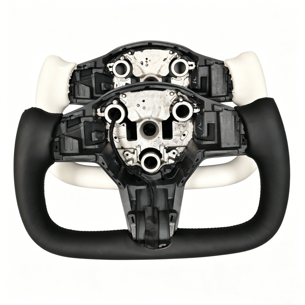 Car Universal Leather Yoke Heated Volant Lenkrad Steering Wheel Frame (Tesla Fitment), photo 2