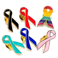 Épingle d'émail personnalisable en métal et émail époxy, 50 pièces, ruban rose arc-en-ciel, pour diabète, éveil du cancer, insigne de revers