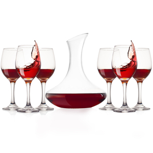 Ensemble de <span class=keywords><strong>carafe</strong></span> à vin en verre soufflé à la main sans plomb de luxe, 7 pièces, 6 verres à vin, 1900 ml, grande capacité, <span class=keywords><strong>carafe</strong></span> à vin rouge, gobelets, pour la maison - Product Image 1