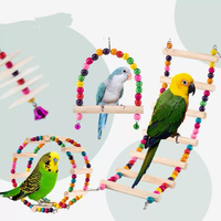 Jouet pour perroquet : Balançoire à crochet, échelle nuage colorée en bois massif, à mâcher et à affûter le bec, pour cage à oiseaux