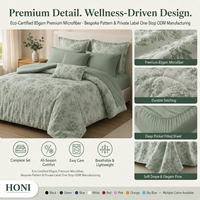 Ensemble de literie HONI Premium Classic Style en tissu polyester, 4 pièces, 100 fils, pour lit double, avec drap plat, pour usage domestique