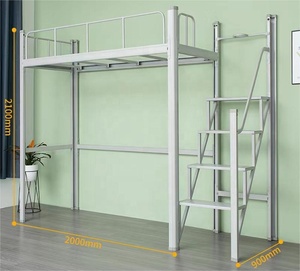 Двухъярусная кровать-чердак <span class=keywords><strong>Queen</strong></span>-<span class=keywords><strong>size</strong></span> из металла в современном стиле с местом для хранения и лестницей для гостиниц, апартаментов, спален, школ, больниц, гостиных - Product Image 3