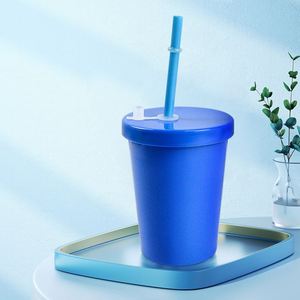 Cold Drinking Cups Lids Straw Eco-Friendly Reusable 350ml Food Grade PP Silicone Stadium Tumbler American Style Colorful Custom - Product Image 2