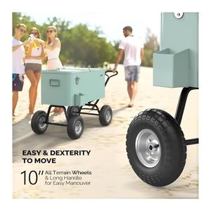 Chariot glacière isotherme 80QT grande capacité en métal avec roues pour aliments et boissons - Utilisation extérieure - Product Image 6