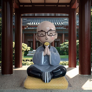 Escultura de Monje Meditando, Hecha a Mano, de Alta Calidad, Realista, de Fibra de Vidrio, para Uso en Exteriores en Templos, Salones Ancestrales, Budismo - Product Image 4