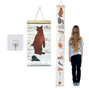 Tableau de croissance pour enfants en forme d'animal, décoration murale en bois pour chambre d'enfant, œuvre d'art de mesure de la taille avec corde de suspension - Product Image 1