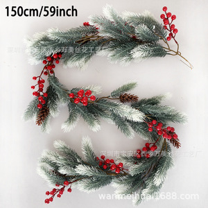 Guirlande de baies rouges et de cyprès H-740 pour décorations de Noël saisonnières en extérieur, décorations de Noël festives - Product Image 2