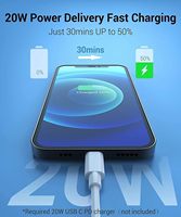 Kabel USB-C 20W untuk Pengisi Daya iPhone, Kabel Data Pengisian Cepat USB-C 20W 1M 2M untuk iPhone 14 13 12 11 20W 12W