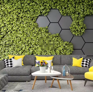 <span class=keywords><strong>Pared</strong></span> de <span class=keywords><strong>ladrillo</strong></span> hexagonal negra trébol verde vegetación Mural papel tapiz pegatina - Product Image 1