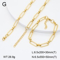 Collier simple en acier inoxydable doré, chaîne épaisse à maillons trombones, bijoux tendance, ensemble collier et bracelet en gros