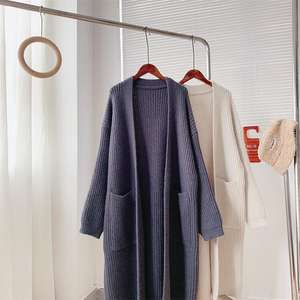 Cardigan Maglione Autunnale da <span class=keywords><strong>Donna</strong></span> Personalizzato Lavorato a Maglia Spessa di Fabbrica OEM a Maniche Lunghe Ampio Taglie Forti Casual Lungo <span class=keywords><strong>Basic</strong></span> - Product Image 3