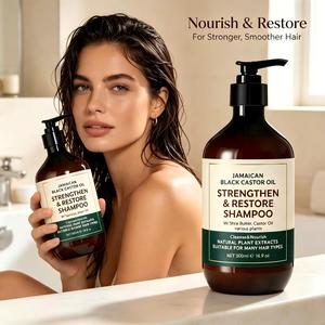 Shampoo à l'huile de ricin noire jamaïcaine à base d'extraits végétaux et de beurre de karité, nettoyant doux pour le cuir chevelu, nourrissant, réparateur et revitalisant pour les racines des cheveux - Product Image 2