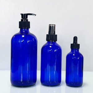 Glass Cosmetic Bottle and Cosmetic Pharmaceutical Glass Bottle Cobalt Blue Glass Bottle and Pump Head Cover - Product Image 1