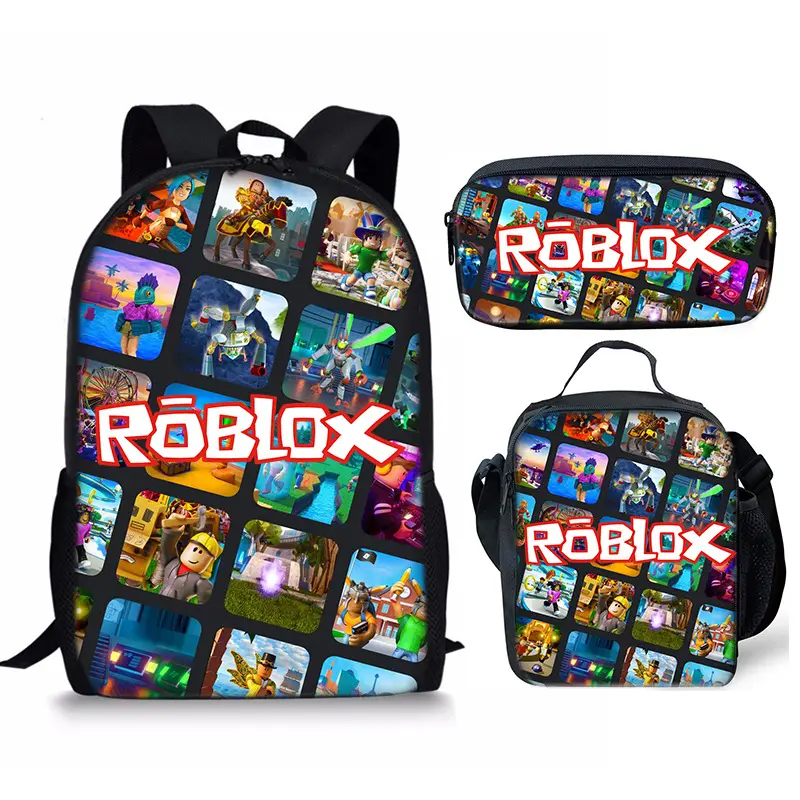 Conjunto de 3 peças de desenhos animados, conjunto de mochila para estudantes, escolar, com estojo de lápis