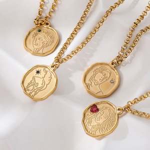 廉价批发高端不锈钢希腊女神氧化锆吊坠项链18k镀金饰品 - Product Image 3