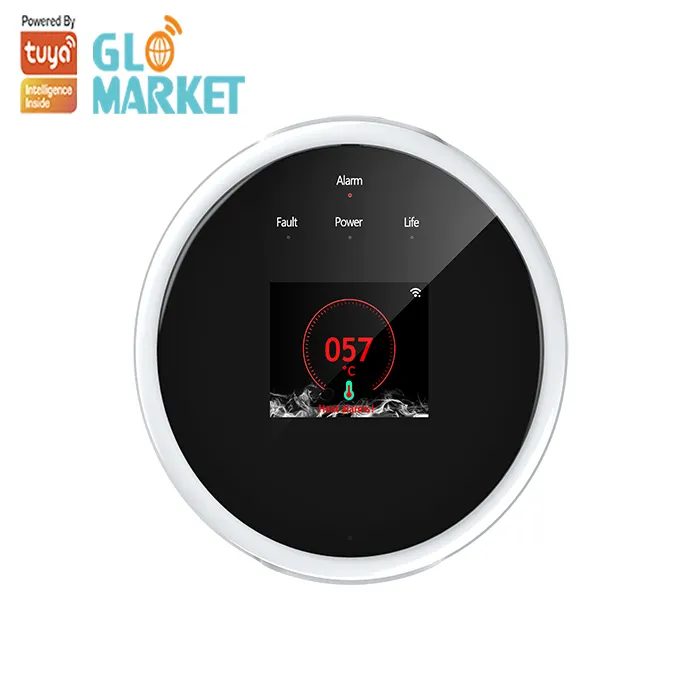 Glomarket Tuya Smart Wifi Gaslek Detector Klok Display Voice Prompt Afstandsbediening Gaslek Alarm Detector Voor Thuis