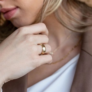 EManco 18K PVD 금도금 스테인레스 스틸 청키 서클 링 다용도 간단한 패션 파티 쥬얼리 - Product Image 5