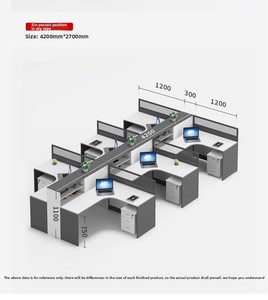 Professional 4 Person <b>Office</b> Cubicle <b>Workstation</b>, Modular Staff Desk with Drawer Storage, Modern Call Center Partition Desk Set - Product Image 4