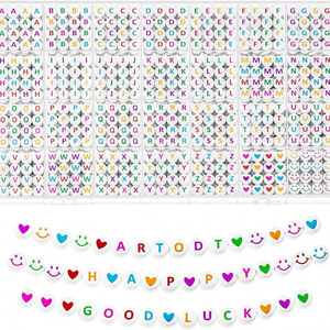 Perles de lettres en acrylique rondes de 7 mm, 1400 pièces, 28 styles pour la fabrication de bijoux - Product Image 4