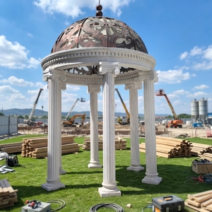 Gazebo de jardin de luxe en marbre avec toit en métal, design européen moderne, durable et écologique - Product Image 5