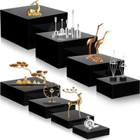 Présentoir Acrylique Noir Premium Personnalisé, Rehausseurs et Cubes Alimentaires en Acrylique pour Buffet, Fournitures de Supermarché