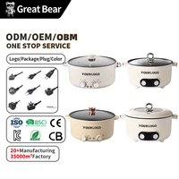 Grande marmite électrique antiadhésive à brancher Great Bear, 32 cm, 5 L, 1600 W, pour la maison