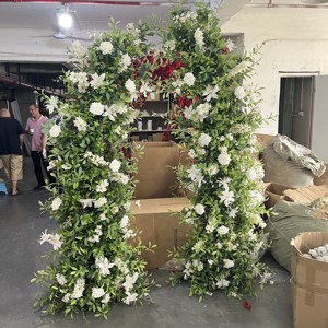 ซุ้มดอกกุหลาบแดงดีไซน์ใหม่ W-HOA004 สำหรับตกแต่งงานเฉลิมฉลอง ซุ้มดอกไม้ประดิษฐ์จากผ้าไหมสำหรับตกแต่งงานแต่งงาน - Product Image 3