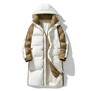 À l'hiver 2025, la nouvelle veste longue à capuche contrastée est épaissie et maintenue au chaud à l'extérieur respirant simple confortable - Product Image 3