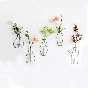 Metal Glass Flowerpots Living Room Wall Decoration Hydroponic Container Wall Decoration Creative Vase