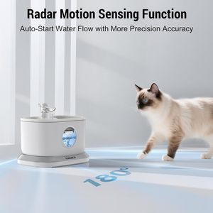 Fontaine à eau <span class=keywords><strong>sans</strong></span> fil pour animaux de compagnie de 2,5 L pour chats et chiens, surveillance du niveau d'eau, fenêtre, batterie rechargeable, avec filtration - Product Image 2