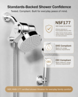 Système de douche à double filtre haute pression avec 6 réglages de jet, cartouche filtrante KDF55 remplaçable, accessoire de salle de bain