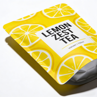Sachet refermable personnalisé à motif tranches de citron, de qualité alimentaire, pour emballage de thé, infusions de fruits et zests de citron